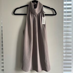 Babaton Vitae Taupe Sleeveless High Neck Top